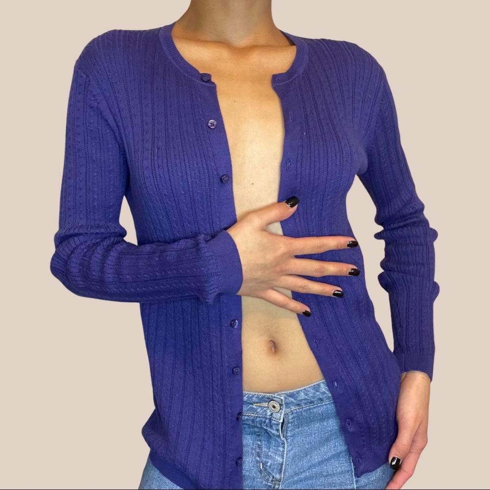 Purple knit cardigan
